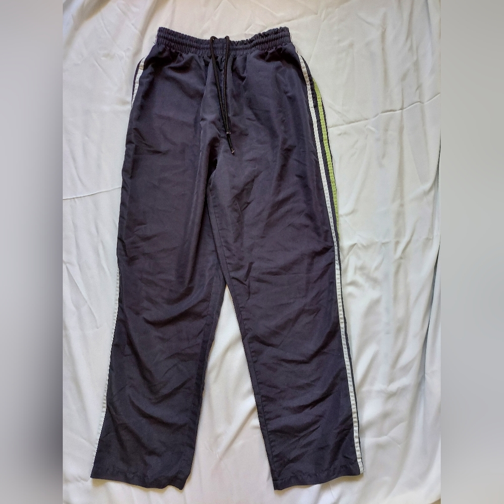 Argee Size Small Petite Drawstring Athletic Pants Blue Green White Stripe